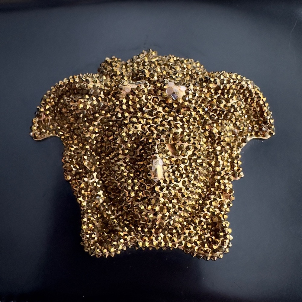 ✨VERSACE Crystal Medusa Icon Leather Clutch Bag With Strap Black Gold - Picture 10 of 17